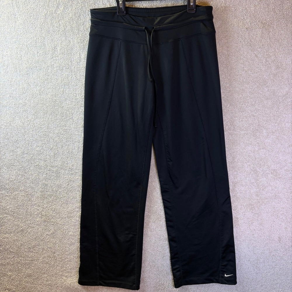 Nike Athletic Pants Women Medium Black‎ Fit Dry Straight Leg Relaxed Drawstring